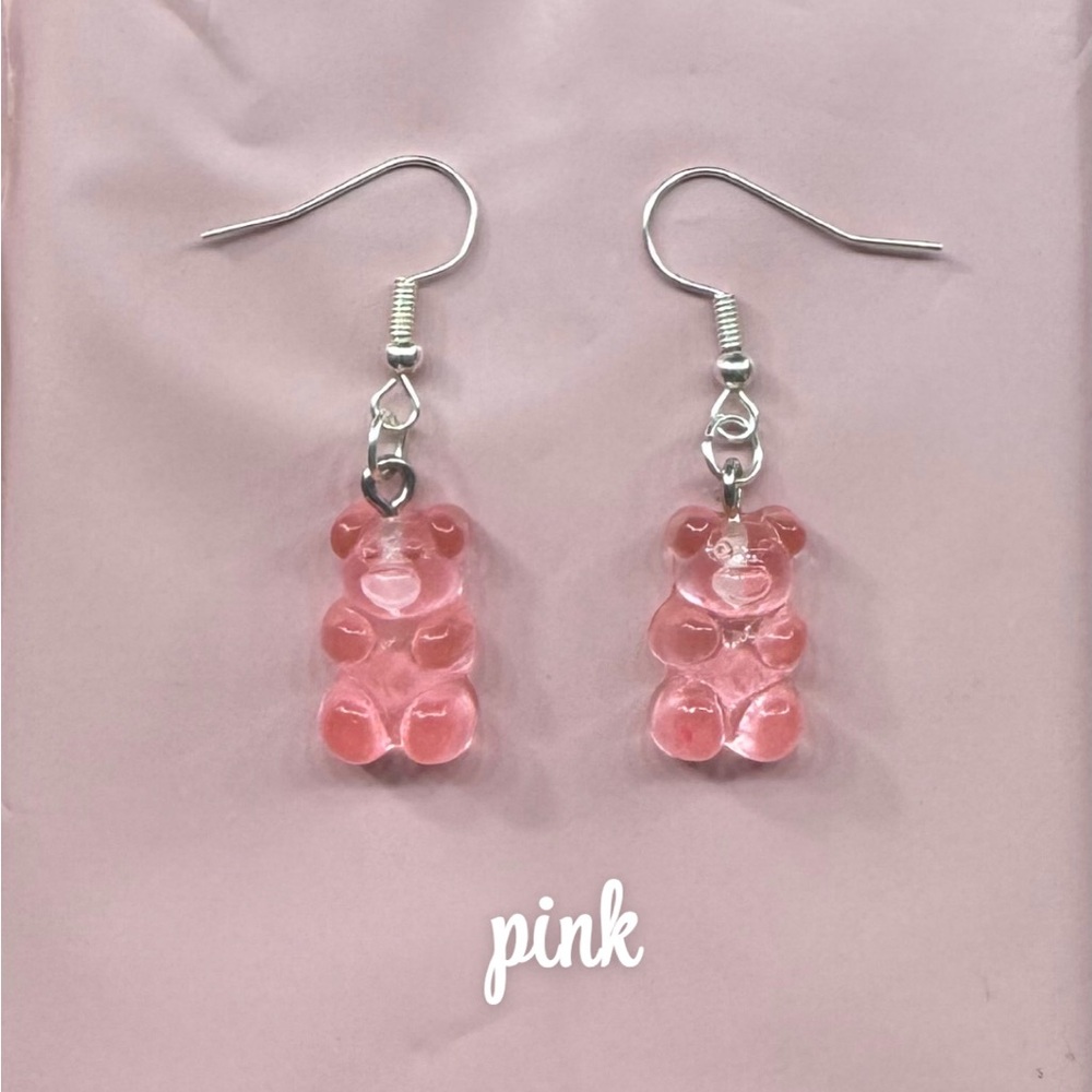 Pink gummy bear earrings